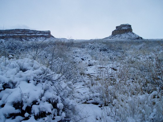 Chaco Canyon Fajada Butte in winter.jpg