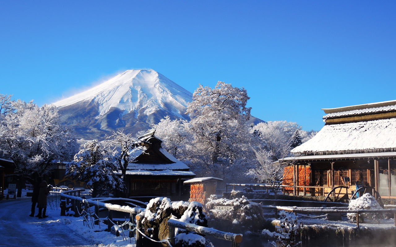 冬景色 富士山 忍野八海 山梨 ついてるレオさん Happy Life