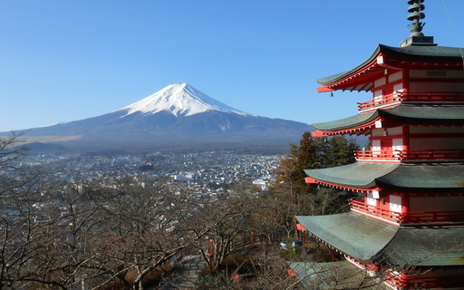 冬景色　富士山と五重塔　浅間公園　山梨.jpg